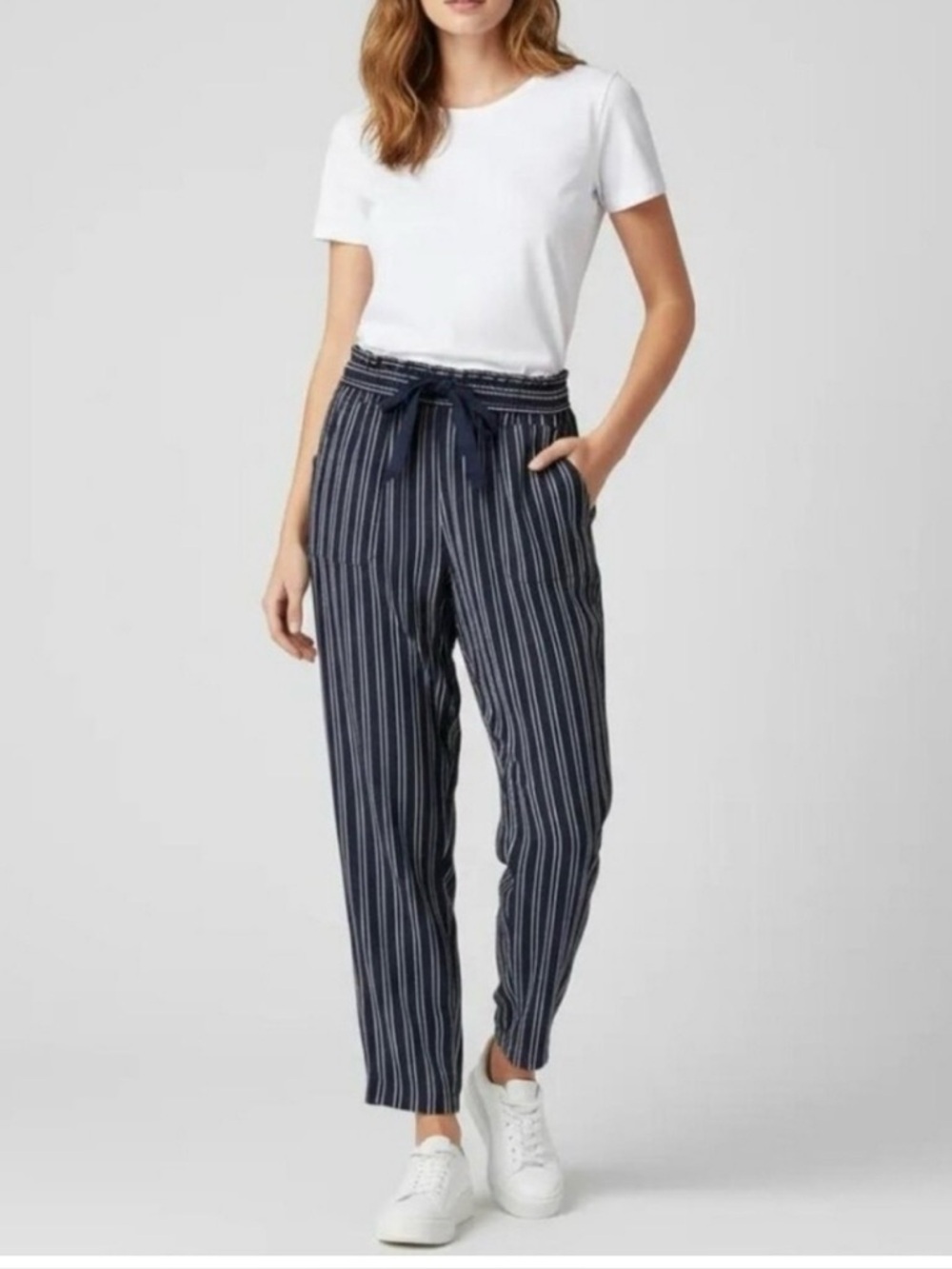 Zara striped navy pants